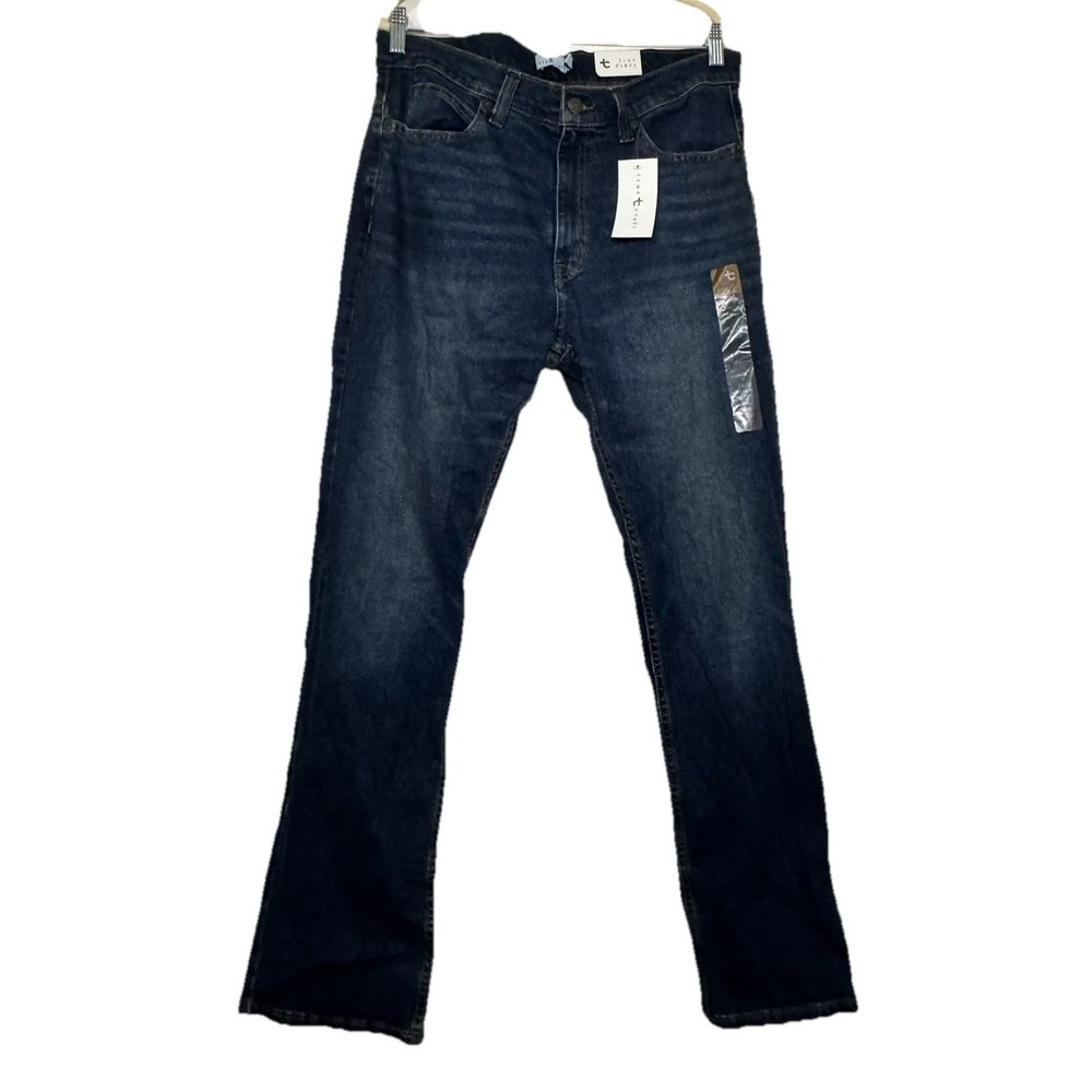 NWT True Craft Men's‎ Straight Leg Jeans 34x32 Dark Wash Denim Blue New